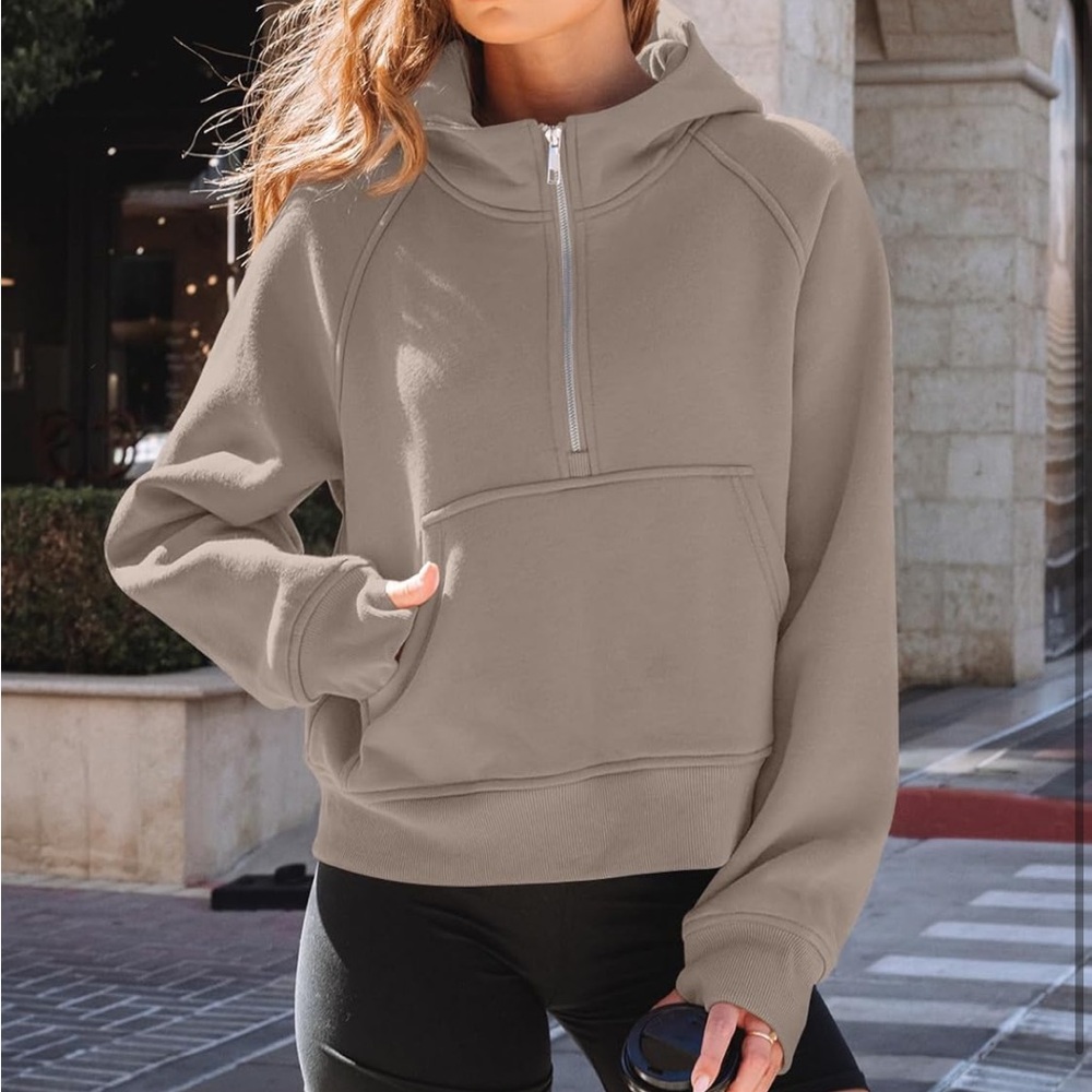 NWT Tan half zip hoodie